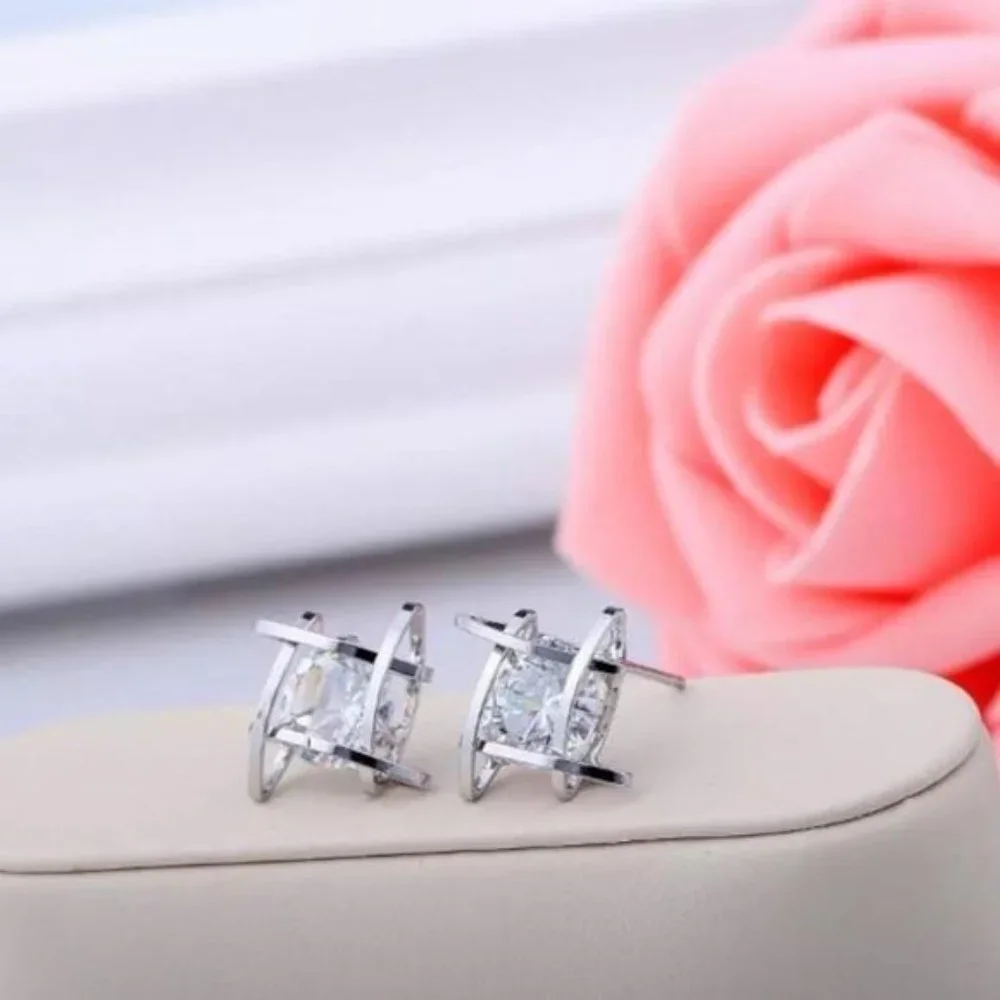 New.Silver 3D Cage  Stud Earrings, beautiful Earrings, cute Earrings - Picture 5 of 8